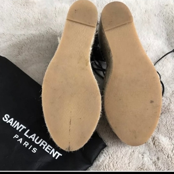Saint Laurent Espadrille Wedge Heels , size 7 black floral - Picture 3 of 5